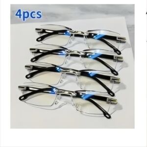 New Set of 4 Pack Unisex Stylish 100+  Rimless Reading Glasses